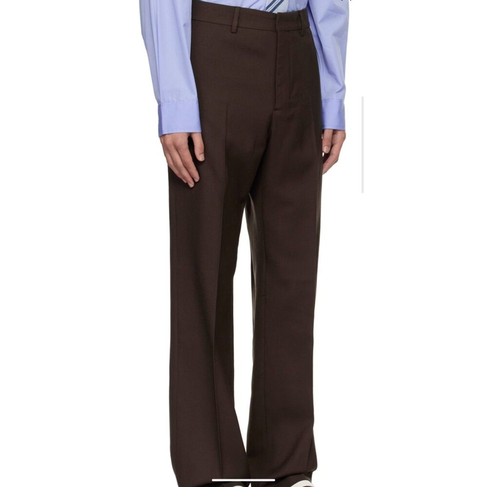 AMI Paris Straight Fit Trousers Soft Wool Gabardine 221 Dark Coffee 42 - Picture 2 of 12